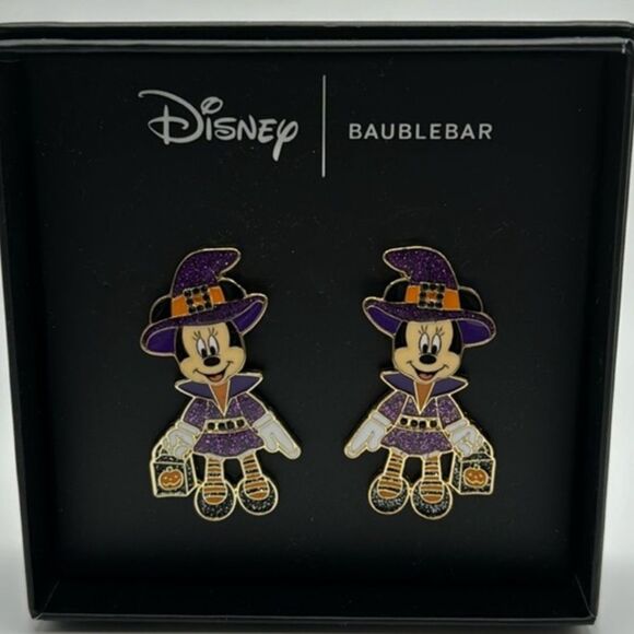 HALLOWEEN MINNIE MOUSE DISNEY BAUBLEBAR DANGLE EARRINGS NEW WITH BOX COLORFUL - Picture 3 of 3
